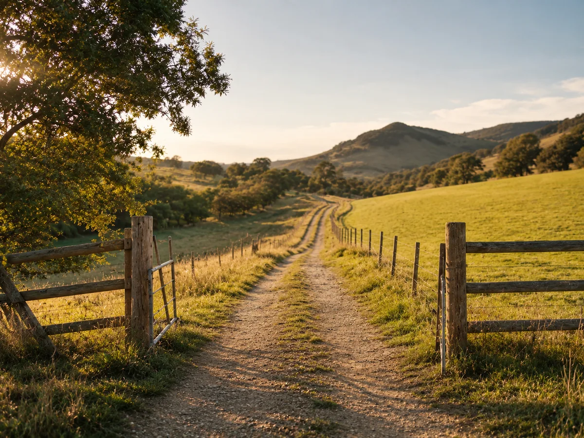 Camino rural y finca afectada por una servidumbre